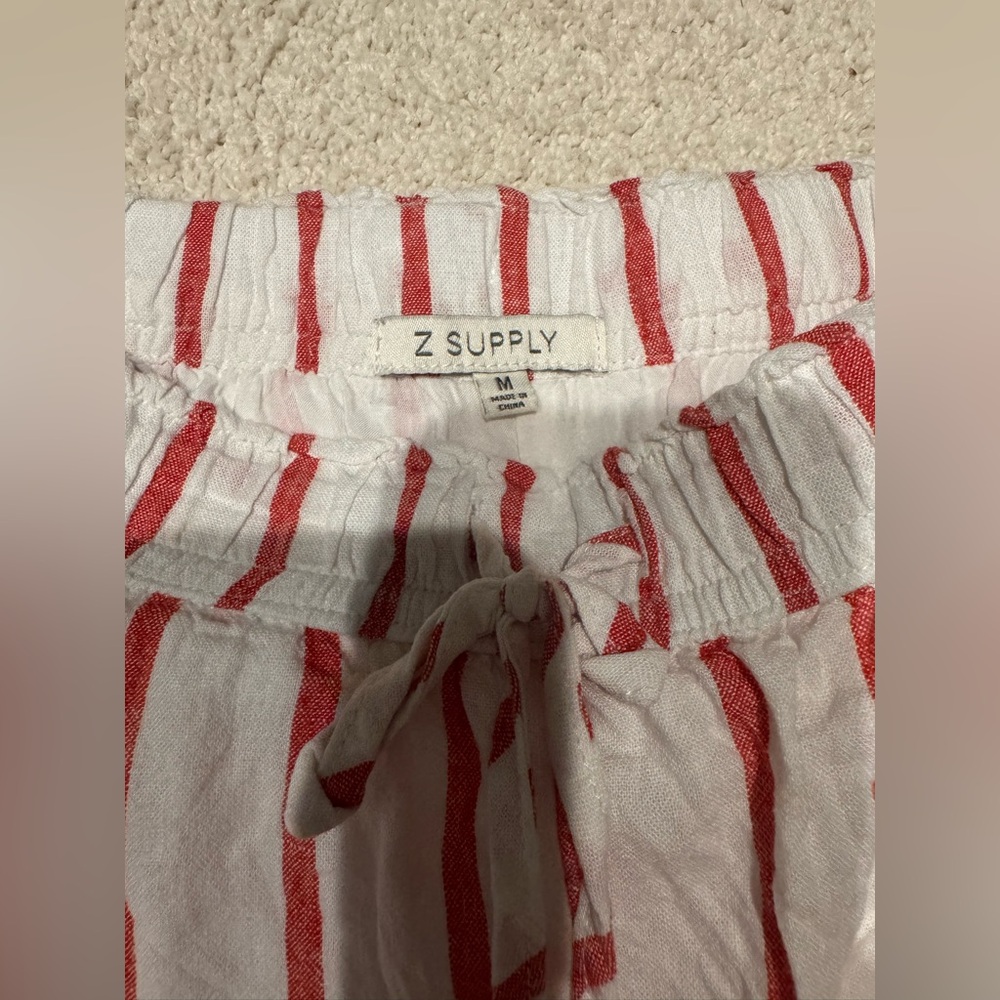 Z Supply Red Perfect Linen Striped Shorts - Picture 4 of 6
